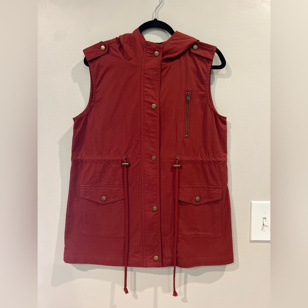 Zenana Outfitters Rust Hooded Utility Vest